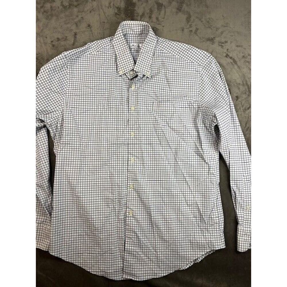 Peter Millar Shirt Mens Large Long Sleeve Button Front black white check